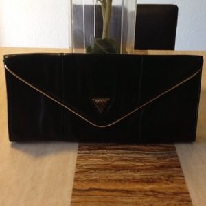 *SOLD* Guess black with gold trim large clutch