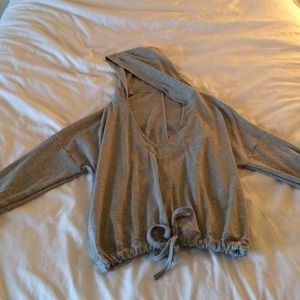 grey cinched hoodie