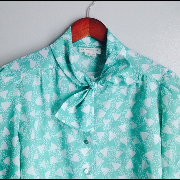Vintage Mint & White Triangle Top- reserved