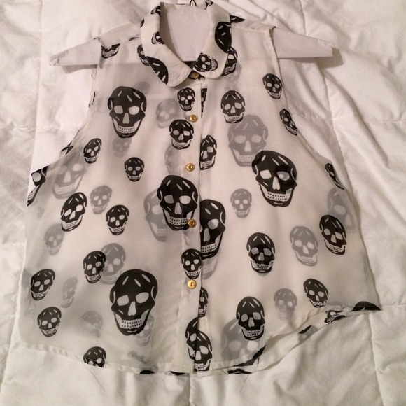 Last Kiss Tops - 🚫 SOLD ON VINTED 🚫 Sheer Skull Blouse