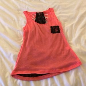 coral // lace // ripped tank
