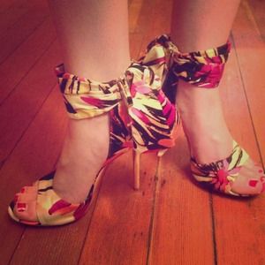 Tropical Print High Heel Sandal