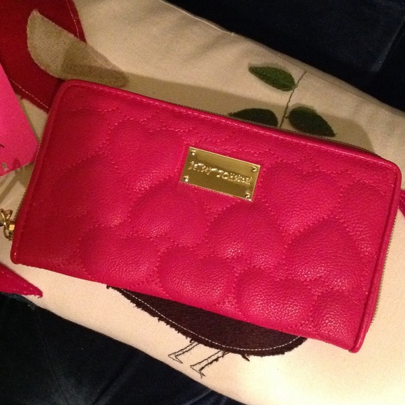 Betsey Johnson Clutches & Wallets - Betsey Johnson Pink Hearts Zip-around Wallet