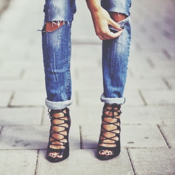 Zara High Heel Leather Ankle Lace-Up Boot