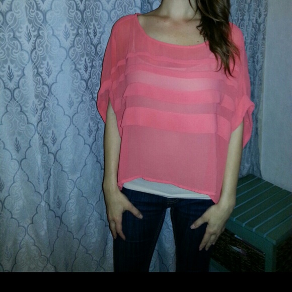 Sheer coral blouse