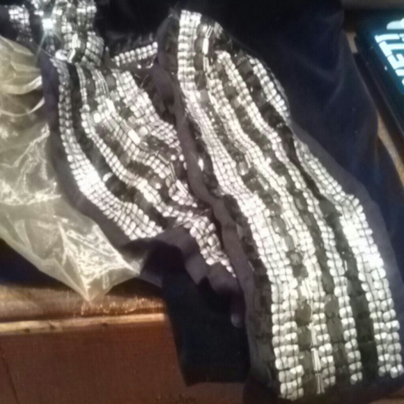 Bold Beaded Black Sequined Scarf