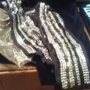 Bold Beaded Black Sequined Scarf