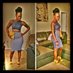 Custom made polka dot skirt set