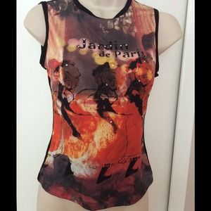 Juniors sleeveless Paris/bling  retro / Y2K graphic design tank top size Small