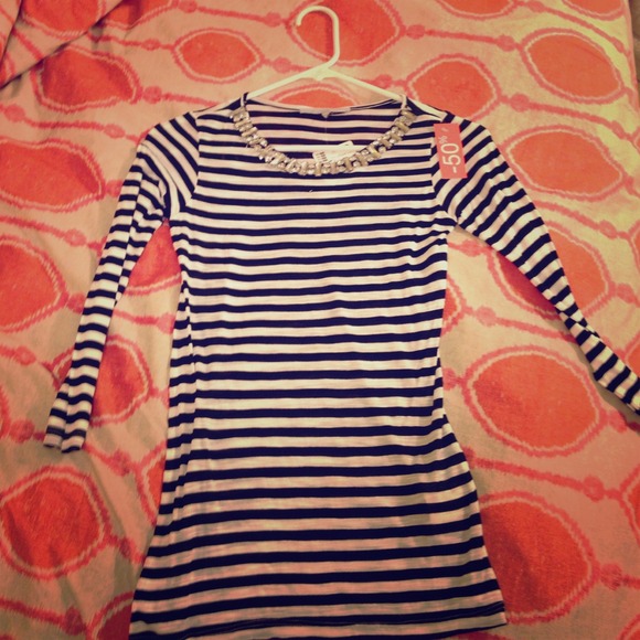 Statement collar striped shirt