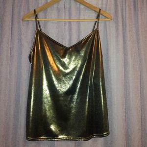 Gold spaghetti strap loose fit tank