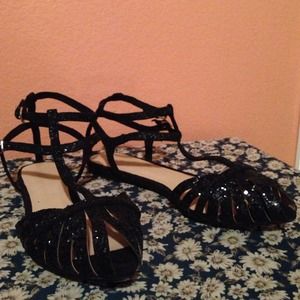 Zara Basic Black Glitter Sandals