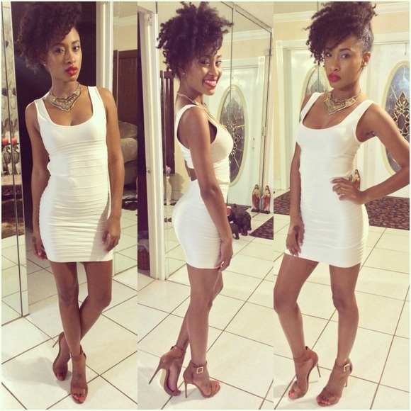 Off white bebe fitted dress