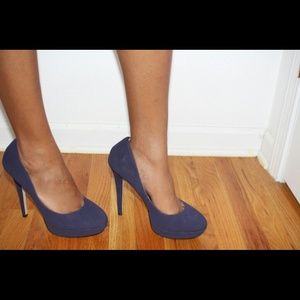 Dark Purple Suede Platform Pumps