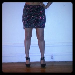 Cotton/Spandex blend Animal print mini Skirt