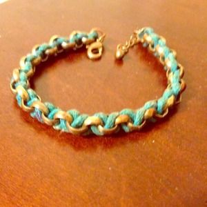 Blue and gold wrapped bracelet