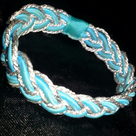Blue and silver braided bracelet