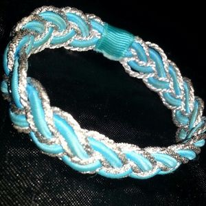 Blue and silver braided bracelet