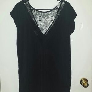 Black shirt with lace detail