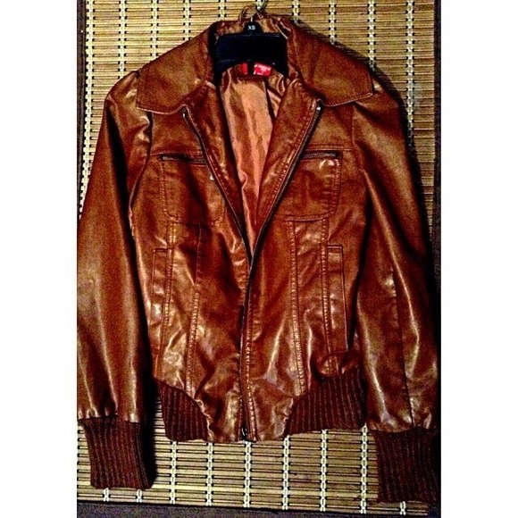 Brown faux leather jacket