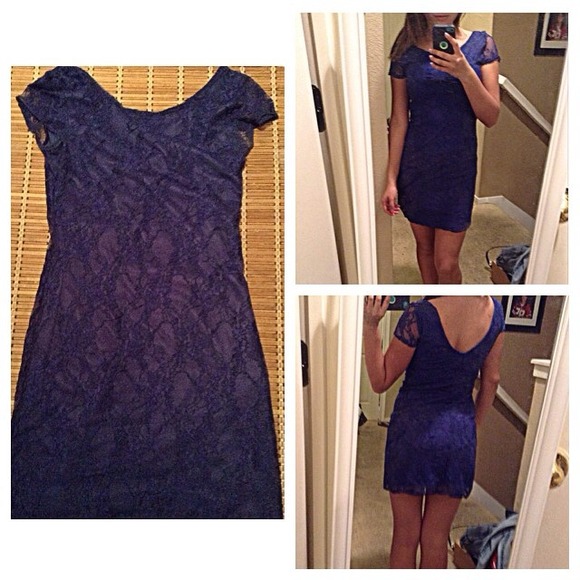 Navy/purple lace dress