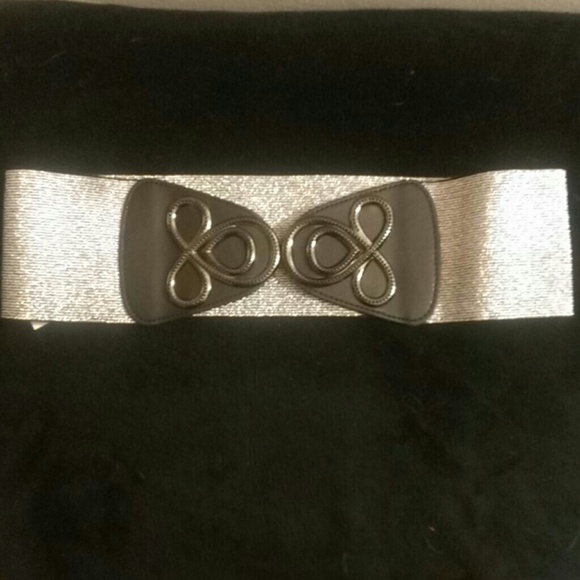 Silver and black shiny belt