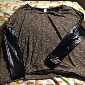 Over sized, pleather sleeved top