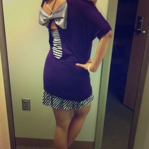 Brand New! Two-piece purple dress with silver bow