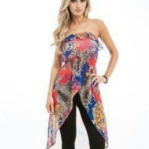 High low strapless top