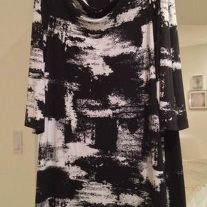 Style & Co Black & White Jersey Dress