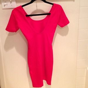 Red cotton spandex jersey dress