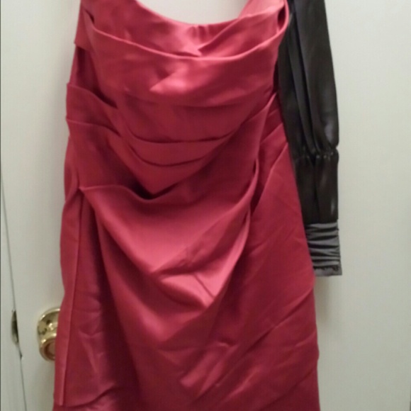 Pink bridesmaid dress with Grey sash