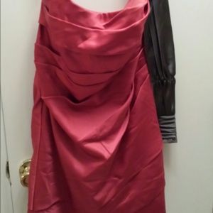 Pink bridesmaid dress with Grey sash