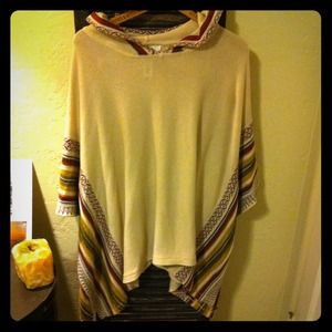 Cream and printed poncho