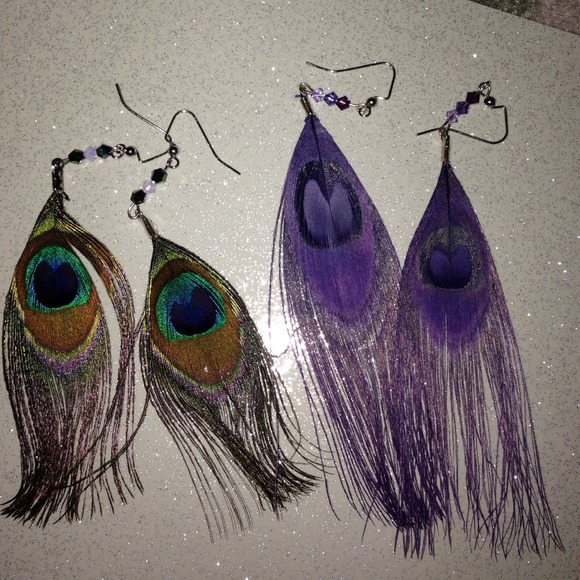 2 pairs of peacock earrings