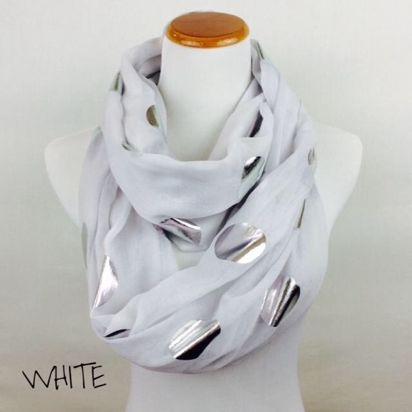 ✋SOLD! Metallic Polka Dot White Scarf