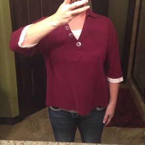 Plus Size Maroon top with cream detail