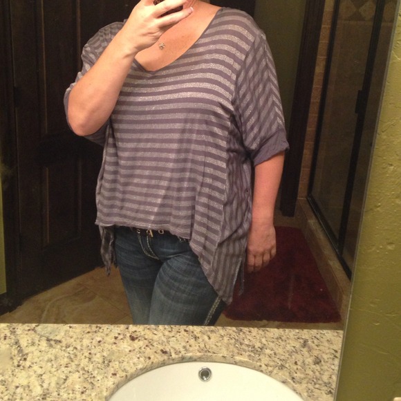 Plus-size Striped top with sparkles - Picture 1 of 2