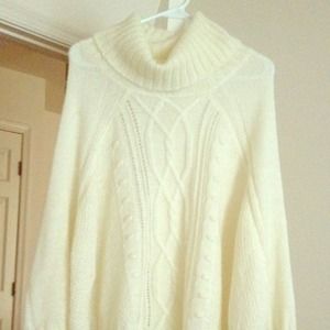 Cream Turtleneck Poncho