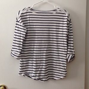 LOFT nautical striped top with rolled sleeves