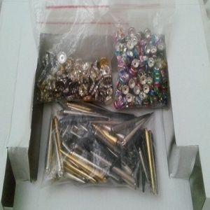 Multicolor Rondelle spacer beads and spike charms