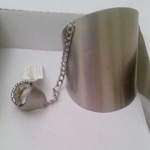 Silver Cuff bracelet with ring