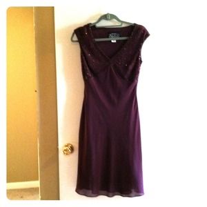 3/4 marroon beaded dress