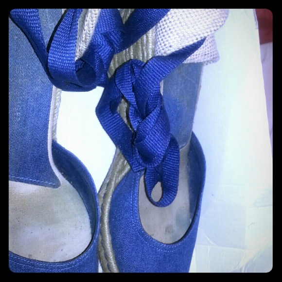 Denim wedge sandals