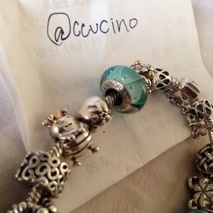 Authentic Pandora "Blue Looking Glass" Murano bead