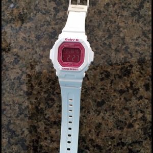 White and Pink Baby G watch