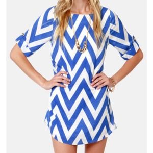 ‼️HOLD‼️Royal Blue Chevron Shift Dress