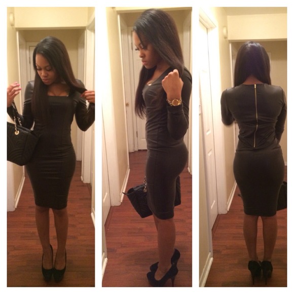Black leatherette dress