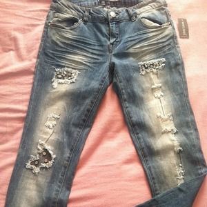 Diamond studded, Wet Seal skinny jeans