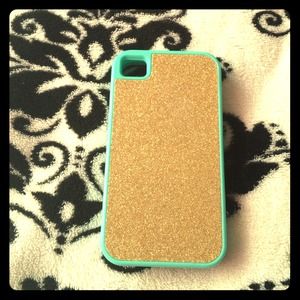 Teal & gold iPhone 4 & 4s case